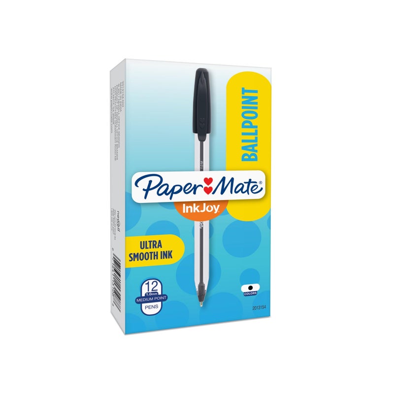Paper Mate 2013154 InkJoy 50ST Ballpoint Pens, Medium Point (1.0mm), Black, Box of 12 Pens - Image 1